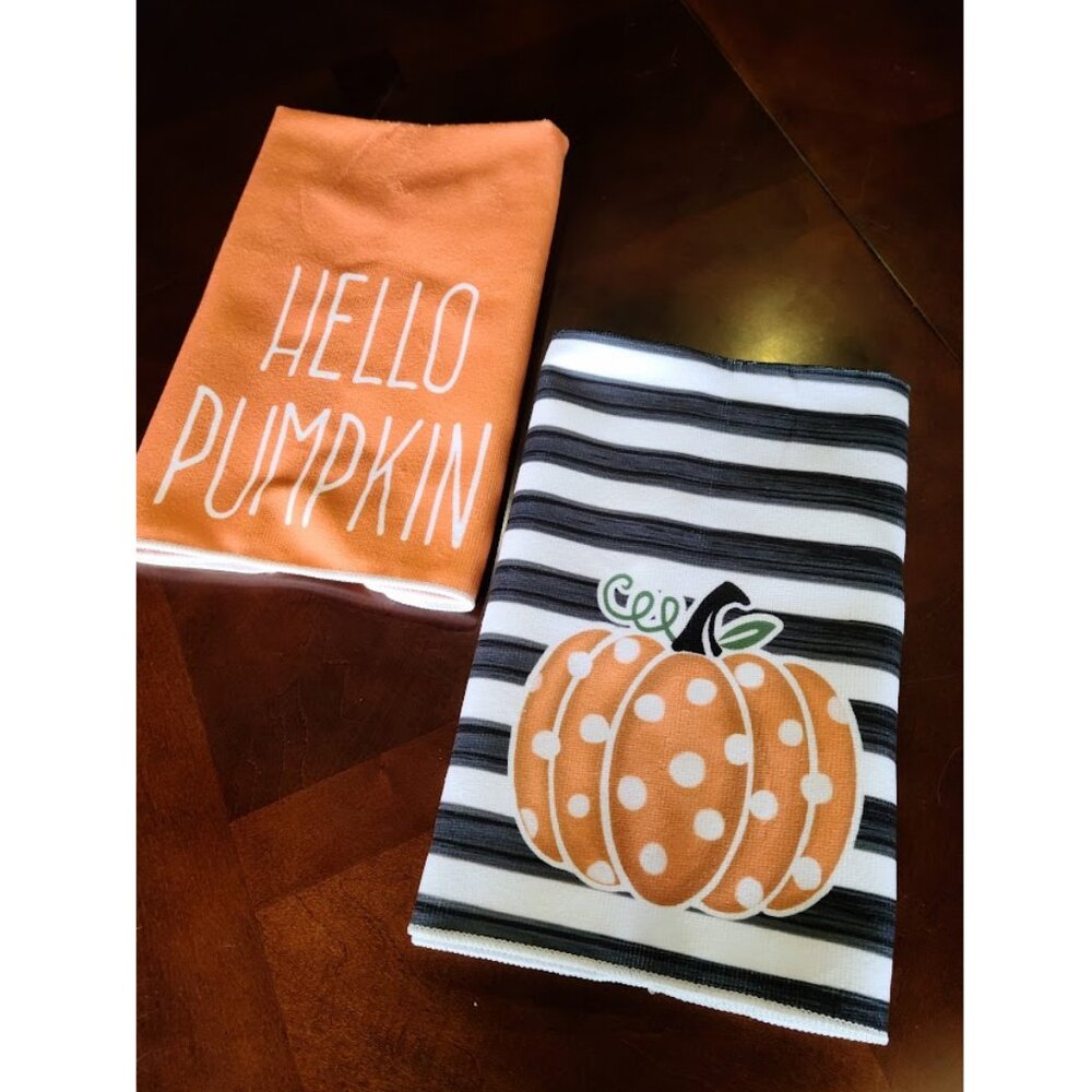 Pumpkin Kitchen Towels Set Fall Decor Thanksgiving Halloween Holiday Decoration